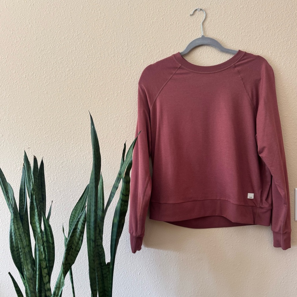 Vuori Long Sleeve Halo Crew in Tomato Red